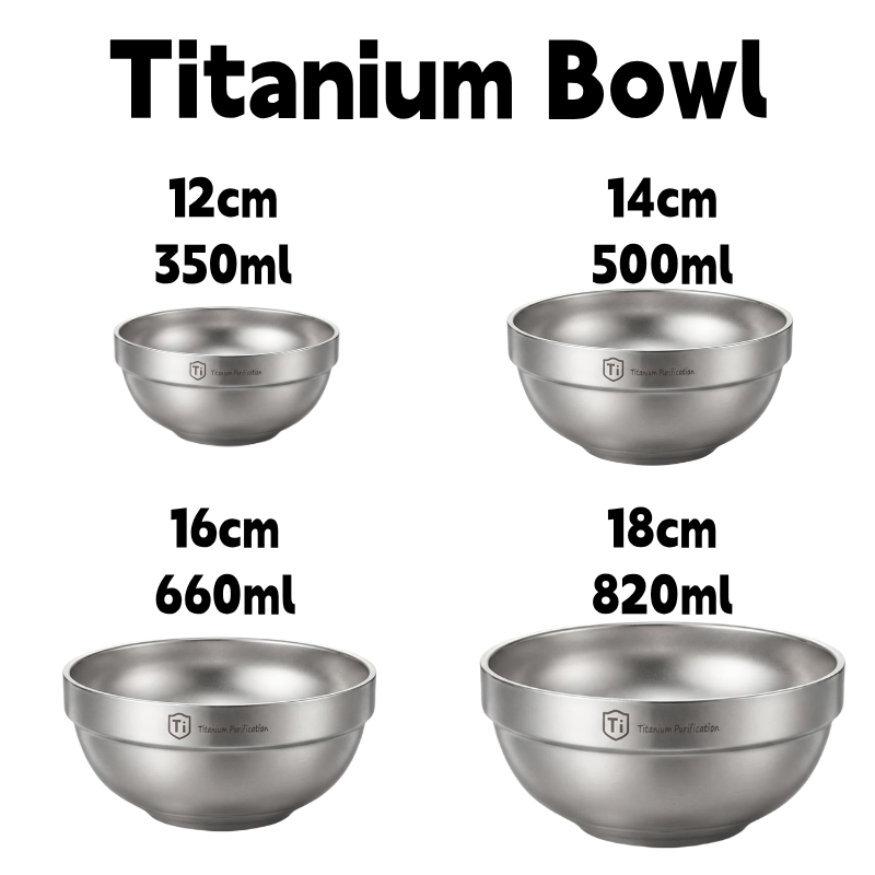 Camping Cooking Meals - Titanium Double‑Layer Oatmeal Food Soup Bowl