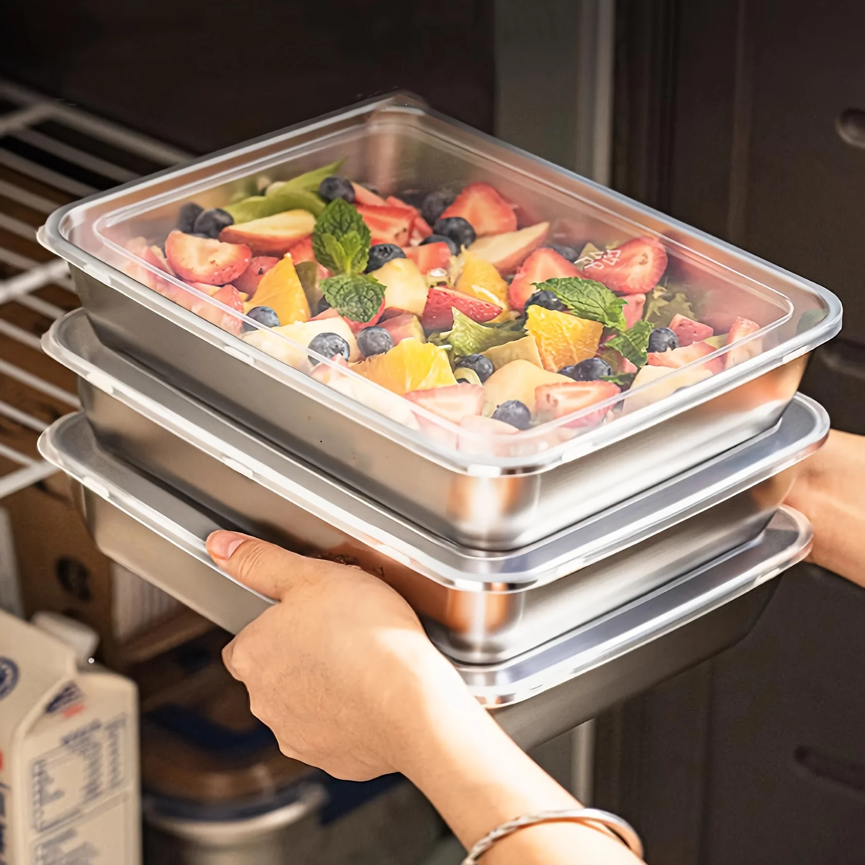 Camping Cooking Box - 3pcs Stainless Steel Food Containers &