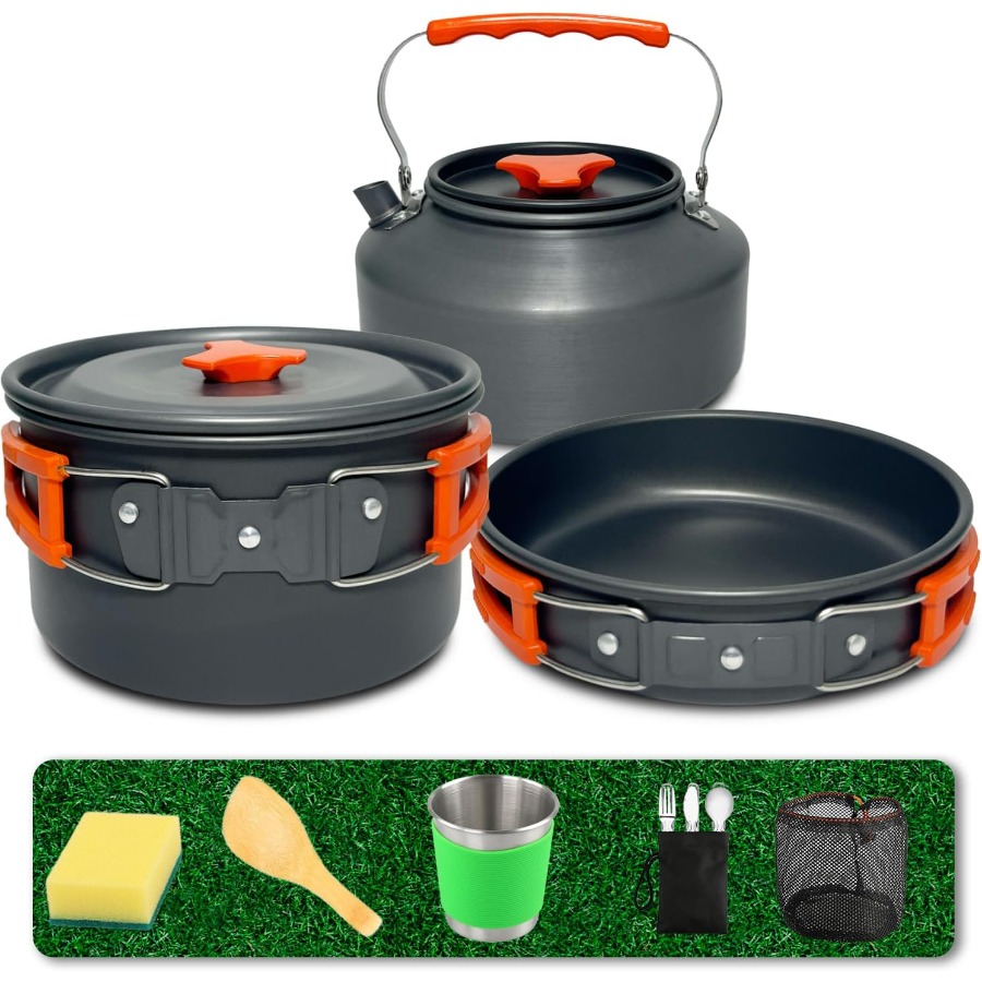 Camping Cooking Pot - Camping Cookware Set: 35oz Non-Stick Pot