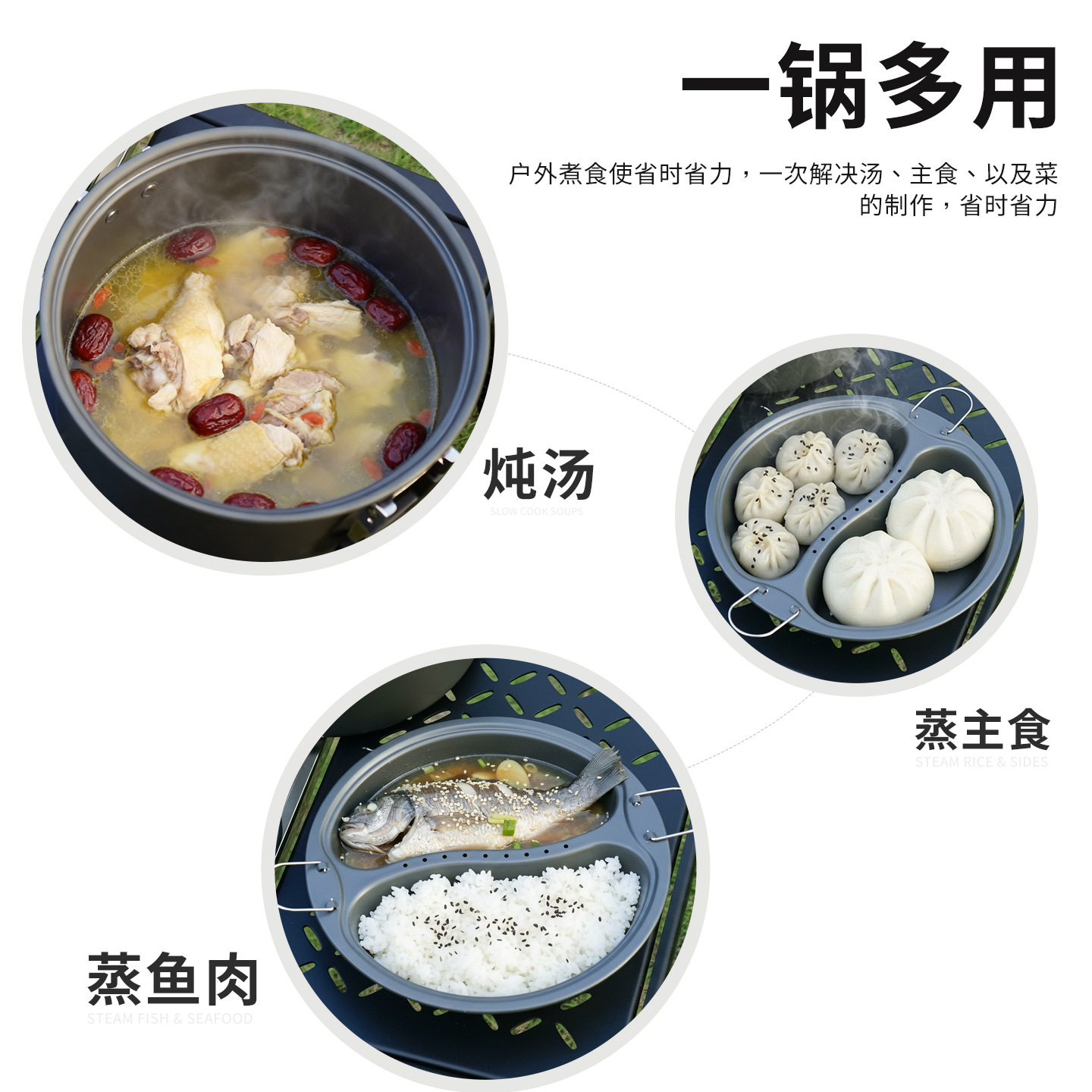6.5L Large Capacity Mandarin D - Camping Cooking Pot Large recension och pris