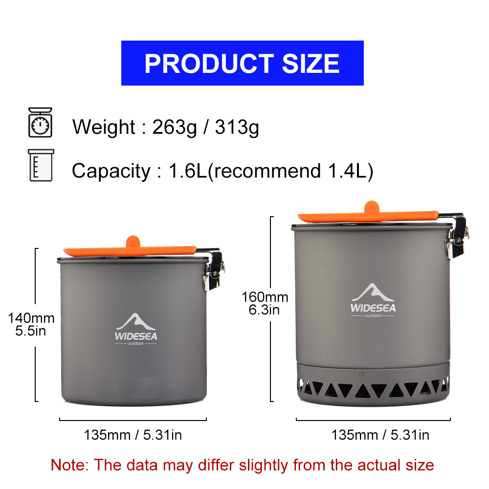 Widesea Camping Pot 1.6L Heat  - Camping Cooking Pot recension och pris