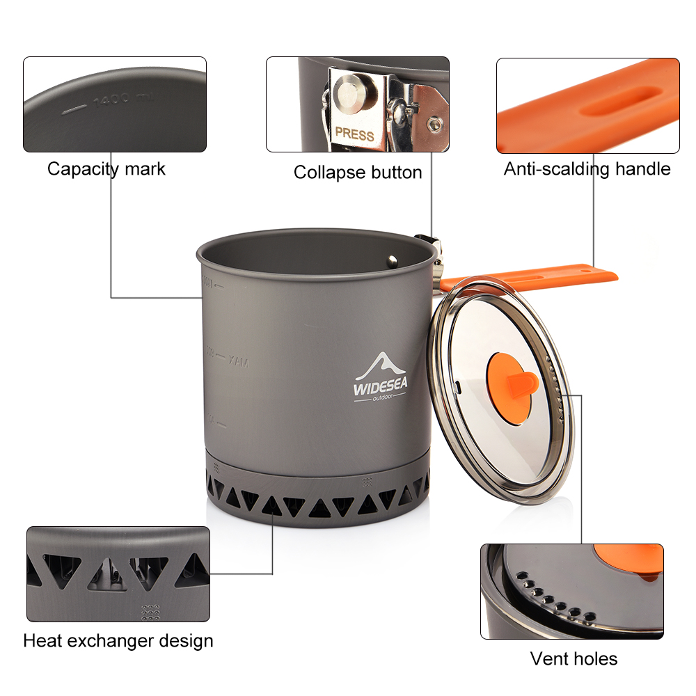 Widesea Camping Pot 1.6L Heat  - Camping Cooking Pot recension och pris