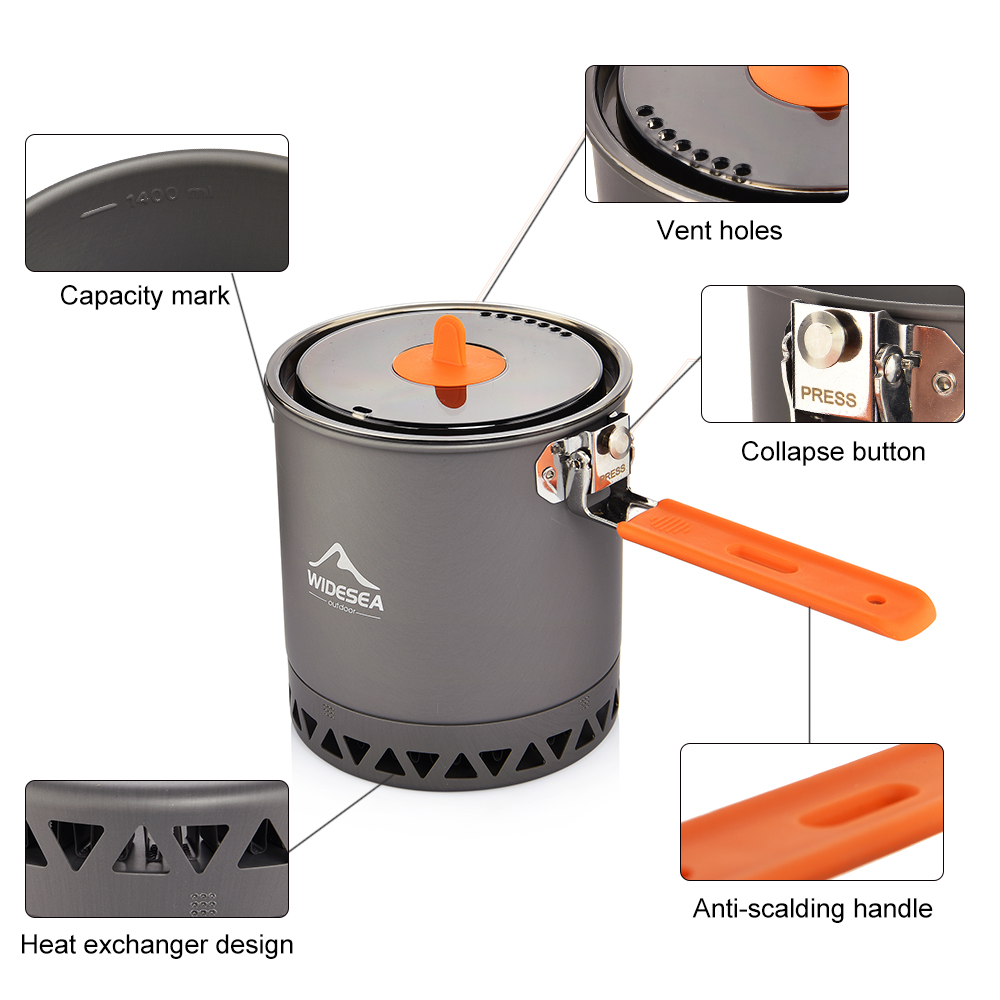 Widesea Camping Pot 1.6L Heat  - Camping Cooking Pot recension och pris