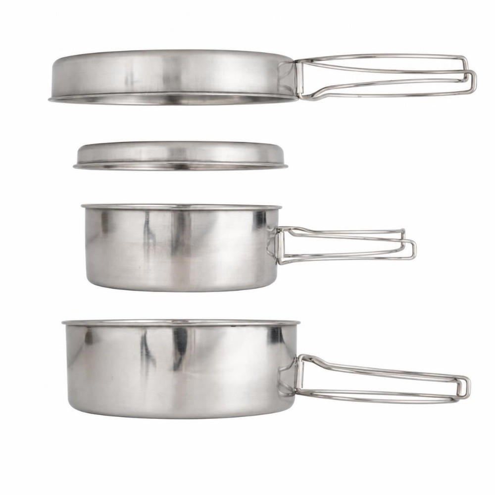 4 Pcs Portable Stainless Steel - Camping Cooking Pot recension och pris