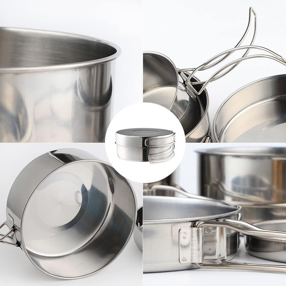 4 Pcs Portable Stainless Steel - Camping Cooking Pot recension och pris