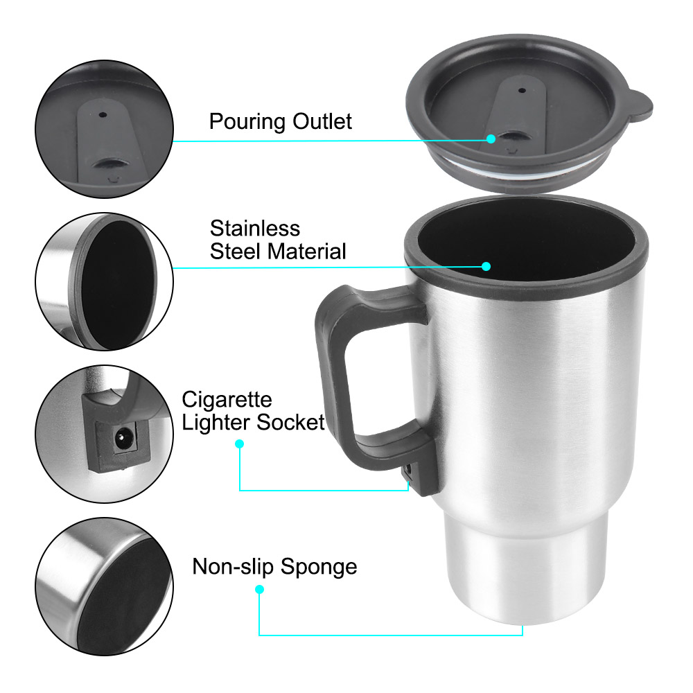 12V 450ml Car Coffee Mug Inter - Camping Cooking Tin recension och pris