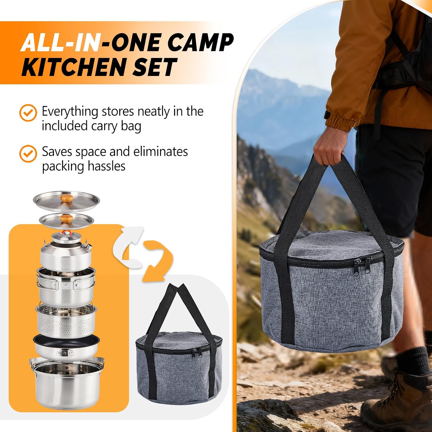 6pcs Cookware Set, 304 Stainle - Camping Cooking Pot recension och pris